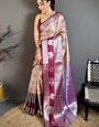 Demure Beige Kanjivaram Silk Saree With Evocative Blouse Piece