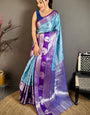 Enigmatic Firozi Kanjivaram Silk Saree With Outstanding Blouse Piece