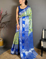 Ineffable Pista Kanjivaram Silk Saree With Classic Blouse Piece