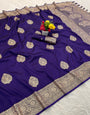 Luxuriant Royal Purple Pure Zari Weaving Banarasi Silk Saree With Refreshing Blouse Piece