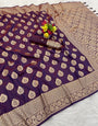 Luminous Wine Pure Zari Weaving Banarasi Silk Saree With Innovative Blouse Piece