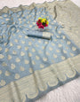 Moiety Grey Soft Silk Saree With Sophisticated Blouse Piece