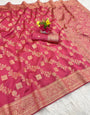 Fragrant Dark Pink Soft Silk Saree With Flaunt Blouse Piece