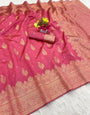 Ethnic Dark Pink Soft Silk Saree With Improbable Blouse Piece