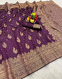 Bucolic Purple Soft Silk Saree With Quixotic Blouse Piece