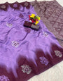 Symmetrical Lavender Soft Silk Saree With Magnificat Blouse Piece
