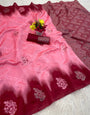 Super classy Pink Soft Silk Saree With Diaphanous Blouse Piece
