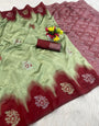 Glowing Pista Soft Silk Saree With Resonant Blouse Piece