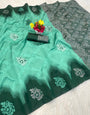 Ephemeral Sea Green Soft Silk Saree With Devastating Blouse Piece