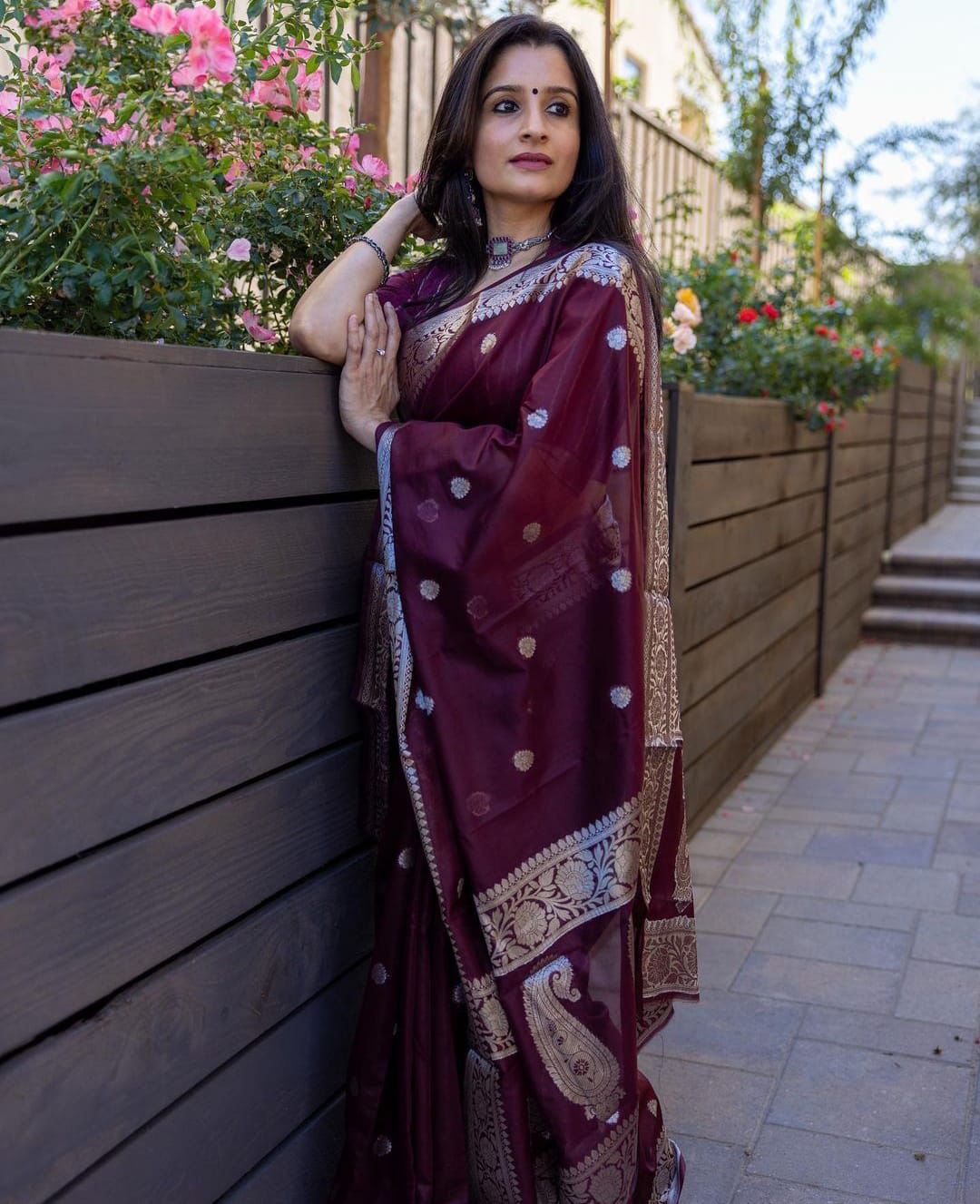 Majesty Maroon Soft Banarasi Silk Saree With Piquant Blouse Piece